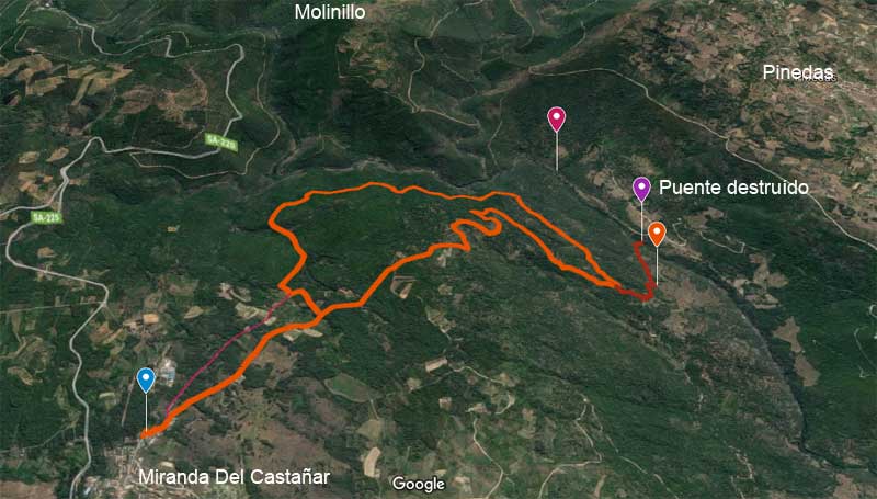 mapa de la ruta de miranda pinedas